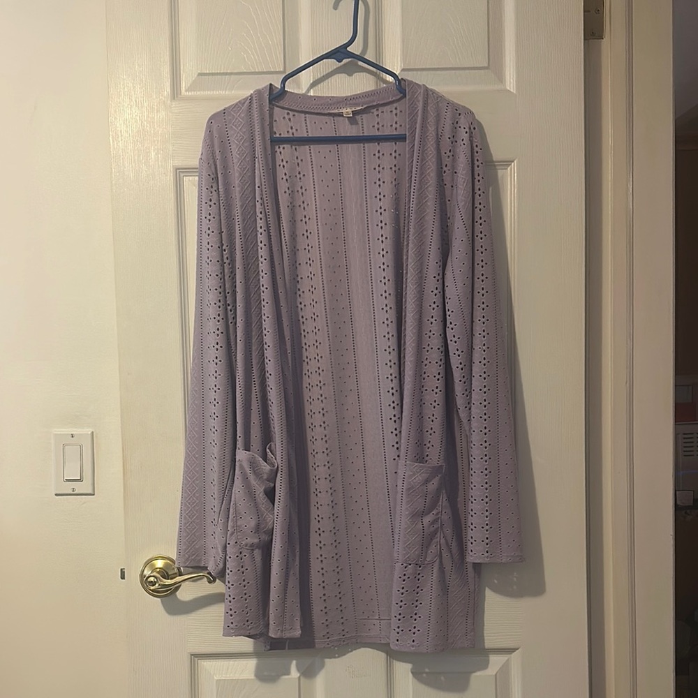 Lavender Eyelet Cardigan (XL)